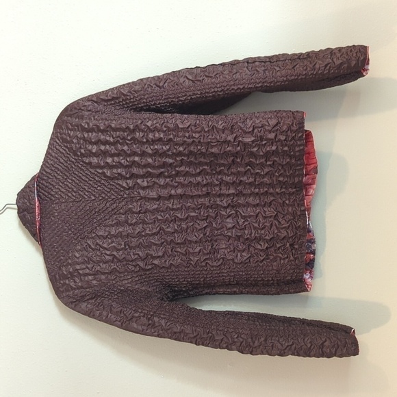 UBU Crinkle Reversible Zip Up Jacket Vintage Y2K Brown  Floral  Small - Picture 15 of 15